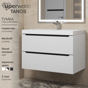 Тумба под раковину Uperwood Tanos 80 см, подвесная, белая/графит в Александровском - alexsandrovskoe.mebel24.online | фото 3