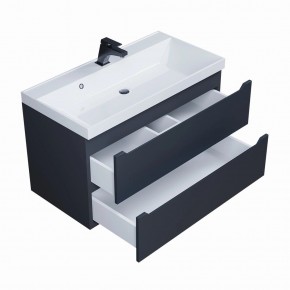 Тумба под раковину Uperwood Tanos 90 см, подвесная, черная матовая в Александровском - alexsandrovskoe.mebel24.online | фото 2