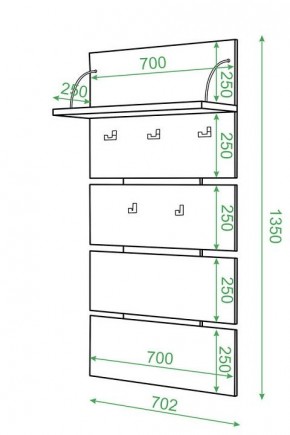 Вешалка настенная Домино СТ-50 в Александровском - alexsandrovskoe.mebel24.online | фото 2